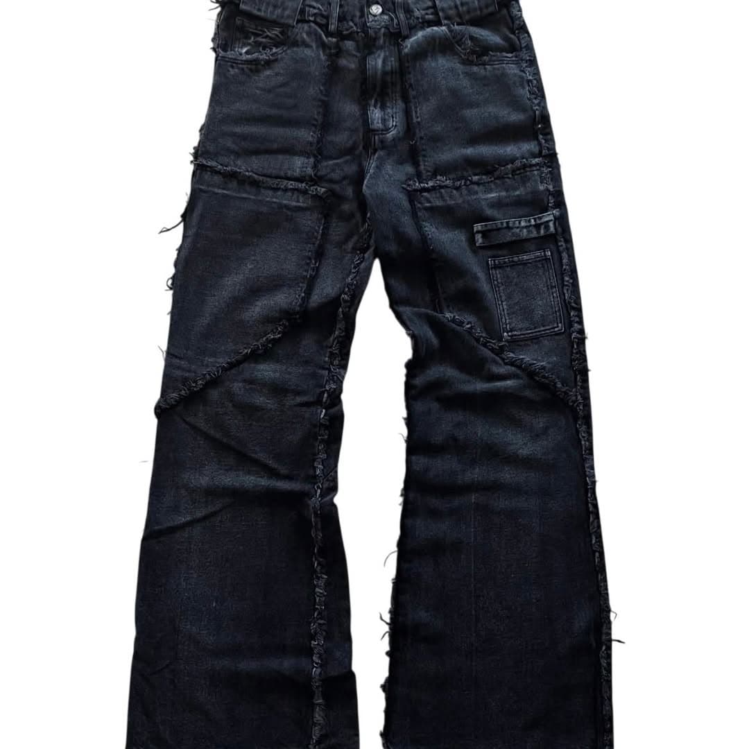 No Faith Studios Cargo Flared Distressed Jeans